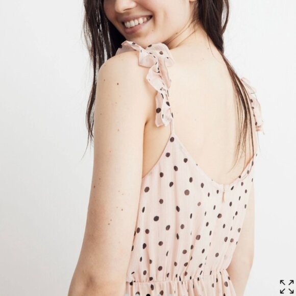 MADEWELL Ruffle Strap wrap dress In inkspot dots Sz.8 NWT - Picture 3 of 7